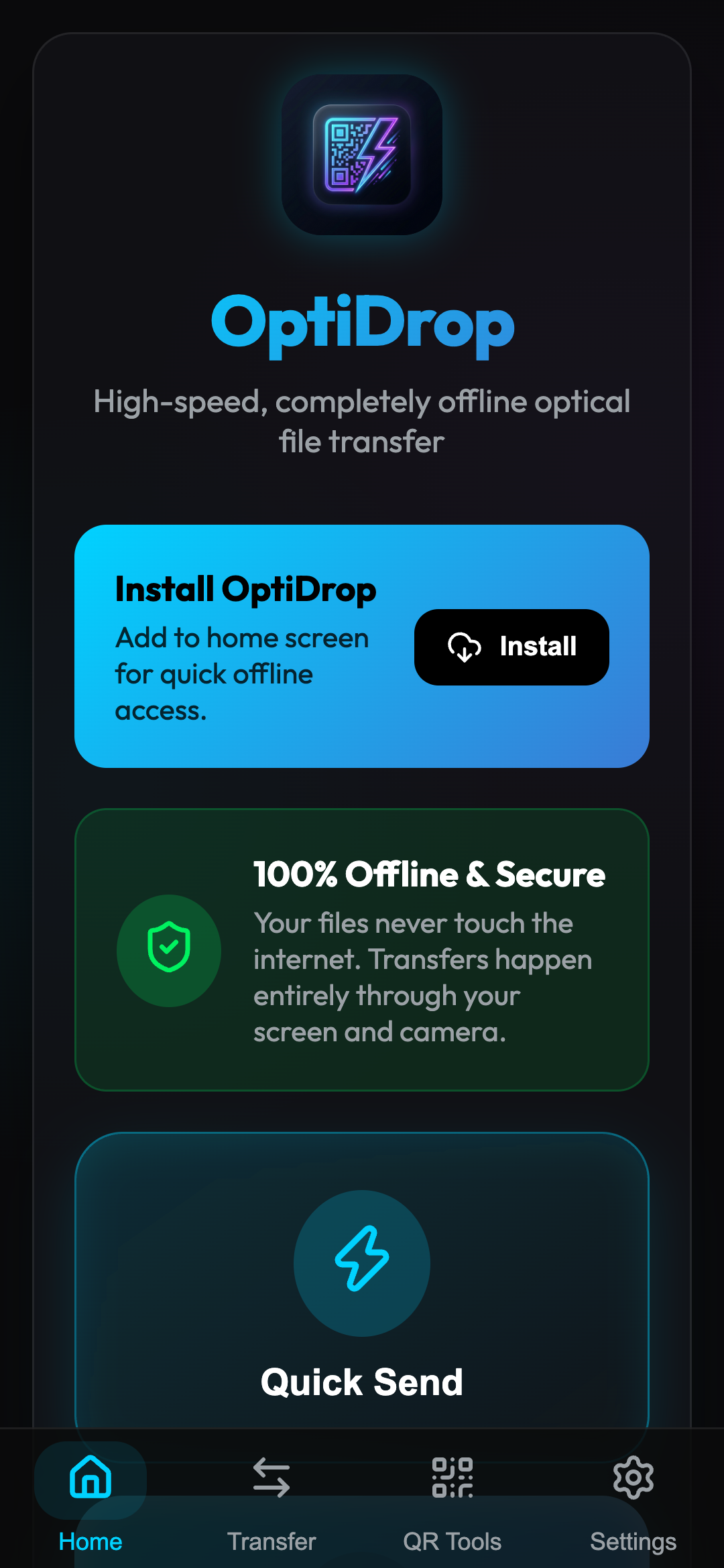 OptiDrop Home Dashboard